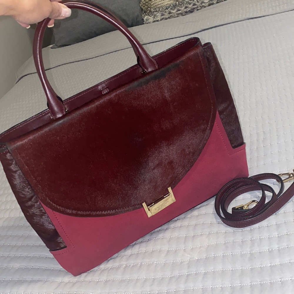 Kate Spade Suede Calf Hair Merlot Satchel